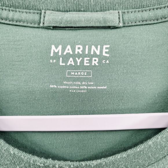 Marine Layer Green Camp Tee 1981 CAMP FIREWOOD Chest Graphic Men's Size Marge - Picture 4 of 4